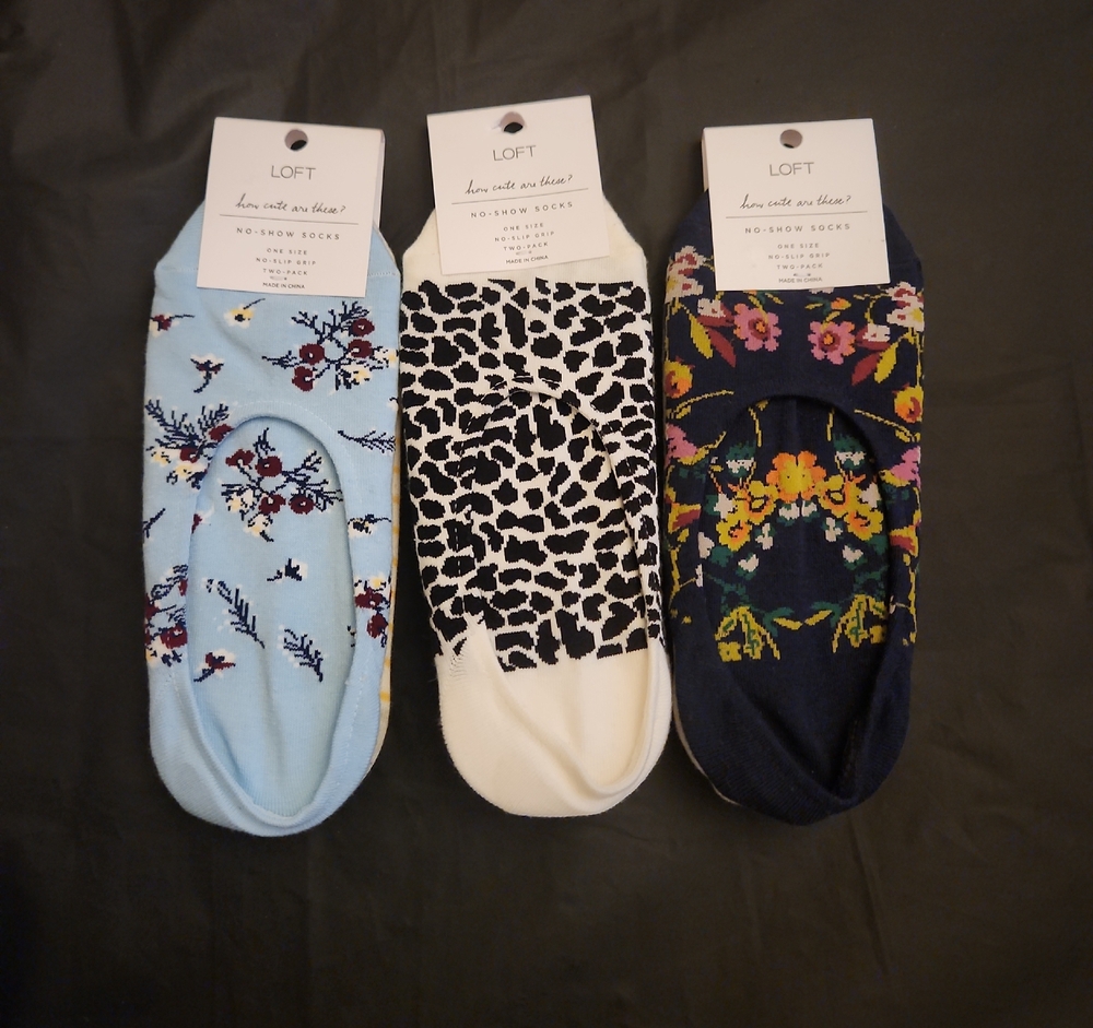 LOFT Women's Casual Socks - Light Blue, Black, Navy